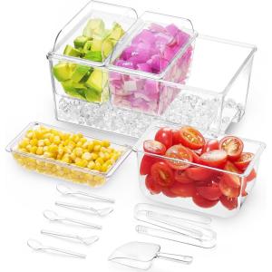 imageLifewit Taco Bar Serving Set for Party with 5 Containers25 Cup ampamp Components Large Ice Chilled Condiment Caddy Organizer Garnish Serving Tray Platter for Mimosa Bar Accessories Fruit Salad Food1