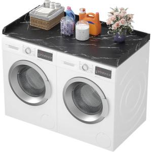 imageLifewit Washer Dryer Countertop Spice Type 54quot Length x 275quot Width Melamine Covers with Edge Rails for The Top Laundry Room Storage and Organization BlackBlack Marble