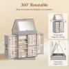 imageLifewit 360 Rotating Jewelry Box Top Magnetic Box wth Mirror 2 Sides Plus 2 Large Drawers Jewelry Organizer and Storage Case for Ring Necklace Earring Bracelet Gift Idea Creamy WhiteLight Gray