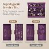 imageLifewit 360 Rotating Jewelry Box Top Magnetic Box wth Mirror 2 Sides Plus 2 Large Drawers Jewelry Organizer and Storage Case for Ring Necklace Earring Bracelet Gift Idea Creamy WhiteRoyal Purple