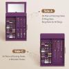 imageLifewit 360 Rotating Jewelry Box Top Magnetic Box wth Mirror 2 Sides Plus 2 Large Drawers Jewelry Organizer and Storage Case for Ring Necklace Earring Bracelet Gift Idea Creamy WhiteRoyal Purple