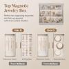 imageLifewit 360 Rotating Jewelry Box Top Magnetic Box wth Mirror 2 Sides Plus 2 Large Drawers Jewelry Organizer and Storage Case for Ring Necklace Earring Bracelet Gift Idea Creamy WhiteLight Gray