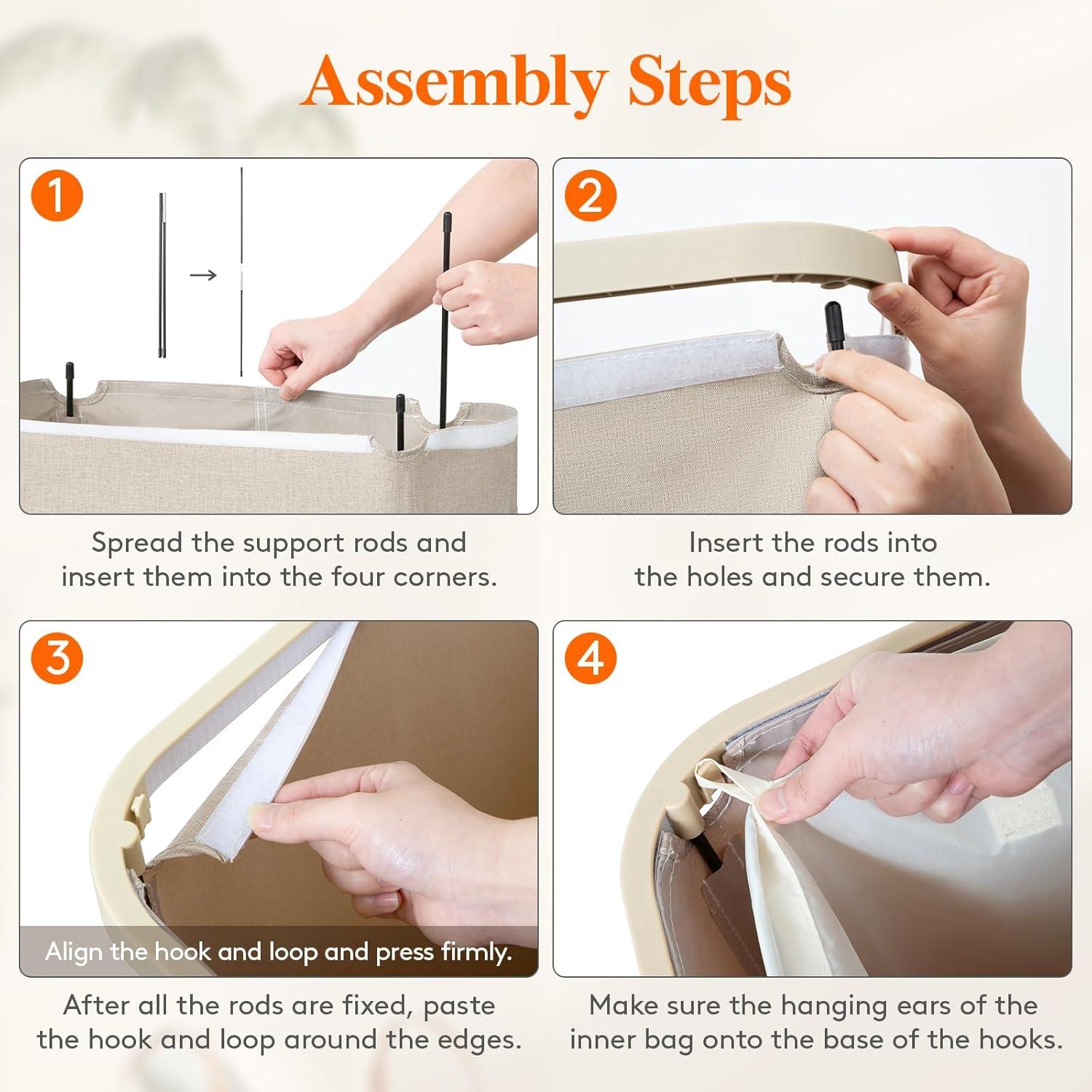 imageLifewit 105L Laundry Basket with Lid Large Laundry Hamper with Plastic Handles and Removable Bag Foldable Tall Dirty Clothes Hampers for Laundry for Laundry Room Bedroom Bathroom Dorm BeigeBeige