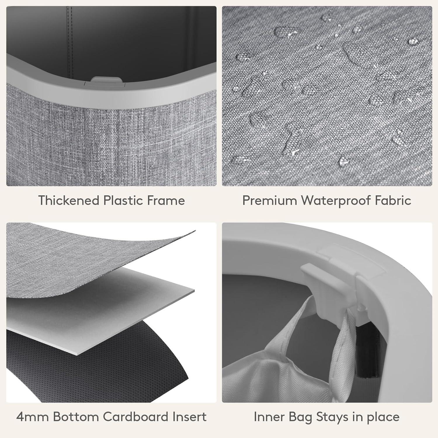 imageLifewit 105L Laundry Basket with Lid Large Laundry Hamper with Plastic Handles and Removable Bag Foldable Tall Dirty Clothes Hampers for Laundry for Laundry Room Bedroom Bathroom Dorm BeigeLight Gray