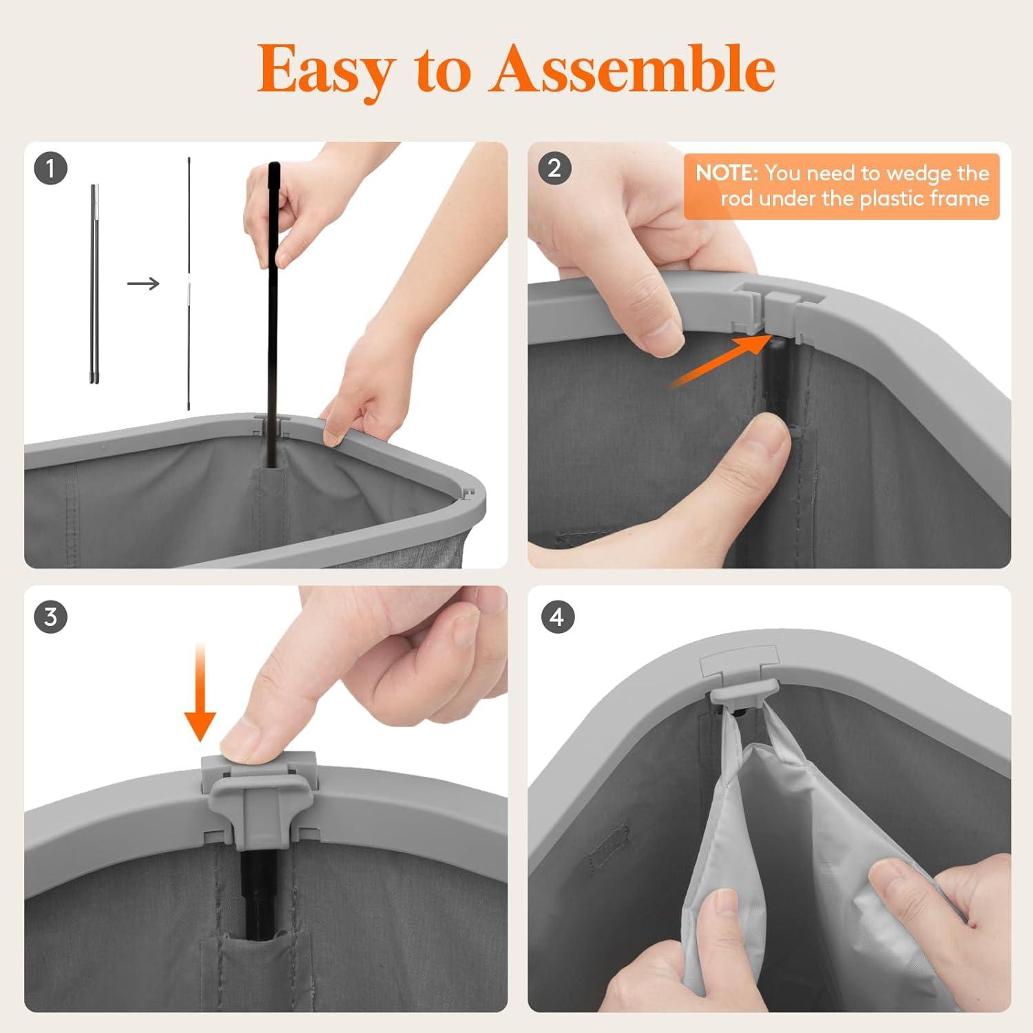 imageLifewit 105L Laundry Basket with Lid Large Laundry Hamper with Plastic Handles and Removable Bag Foldable Tall Dirty Clothes Hampers for Laundry for Laundry Room Bedroom Bathroom Dorm BeigeLight Gray