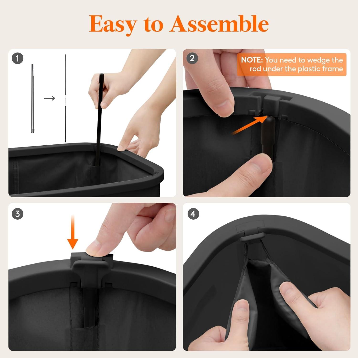 imageLifewit 105L Laundry Basket with Lid Large Laundry Hamper with Plastic Handles and Removable Bag Foldable Tall Dirty Clothes Hampers for Laundry for Laundry Room Bedroom Bathroom Dorm BeigeBlack