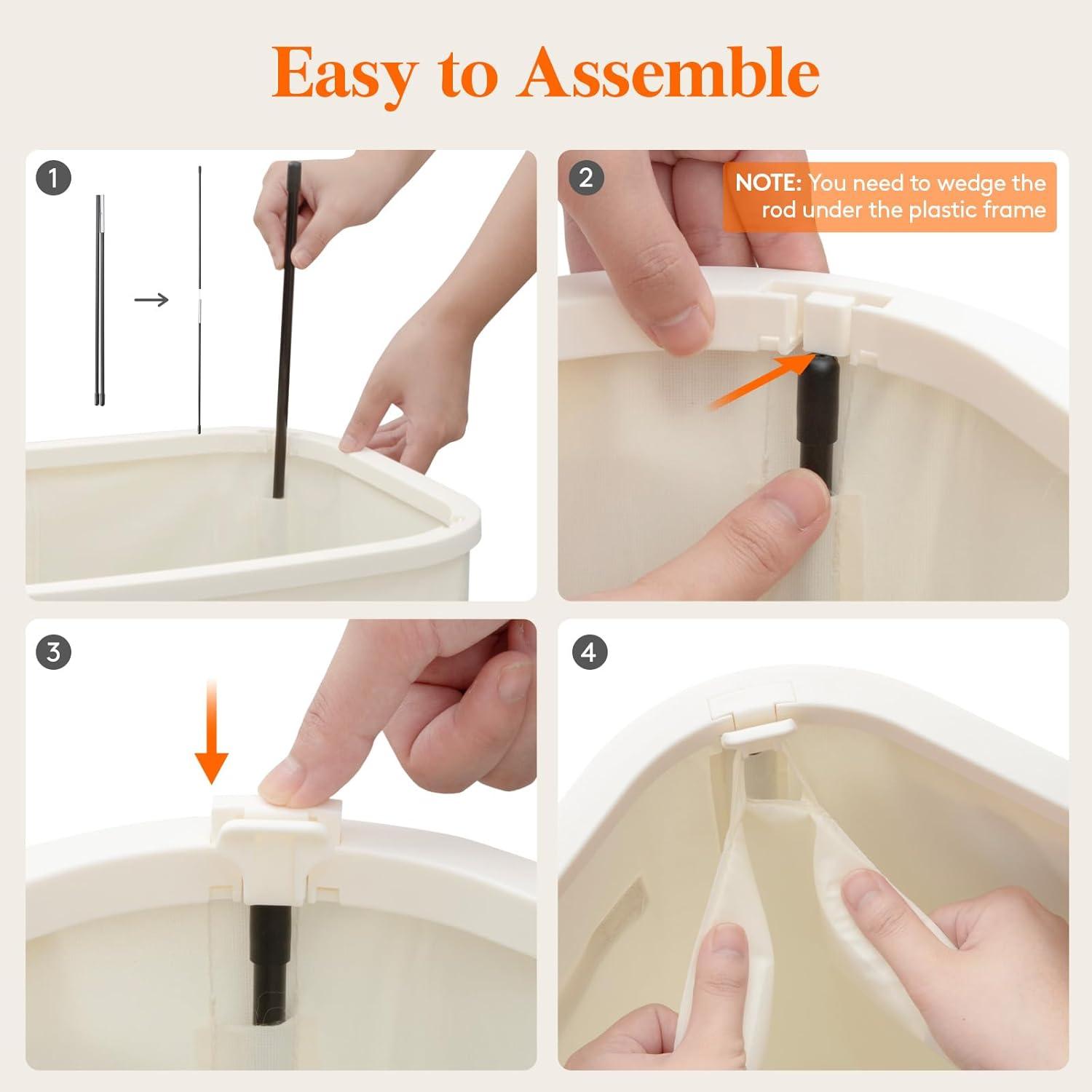 imageLifewit 105L Laundry Basket with Lid Large Laundry Hamper with Plastic Handles and Removable Bag Foldable Tall Dirty Clothes Hampers for Laundry for Laundry Room Bedroom Bathroom Dorm BeigeWhite