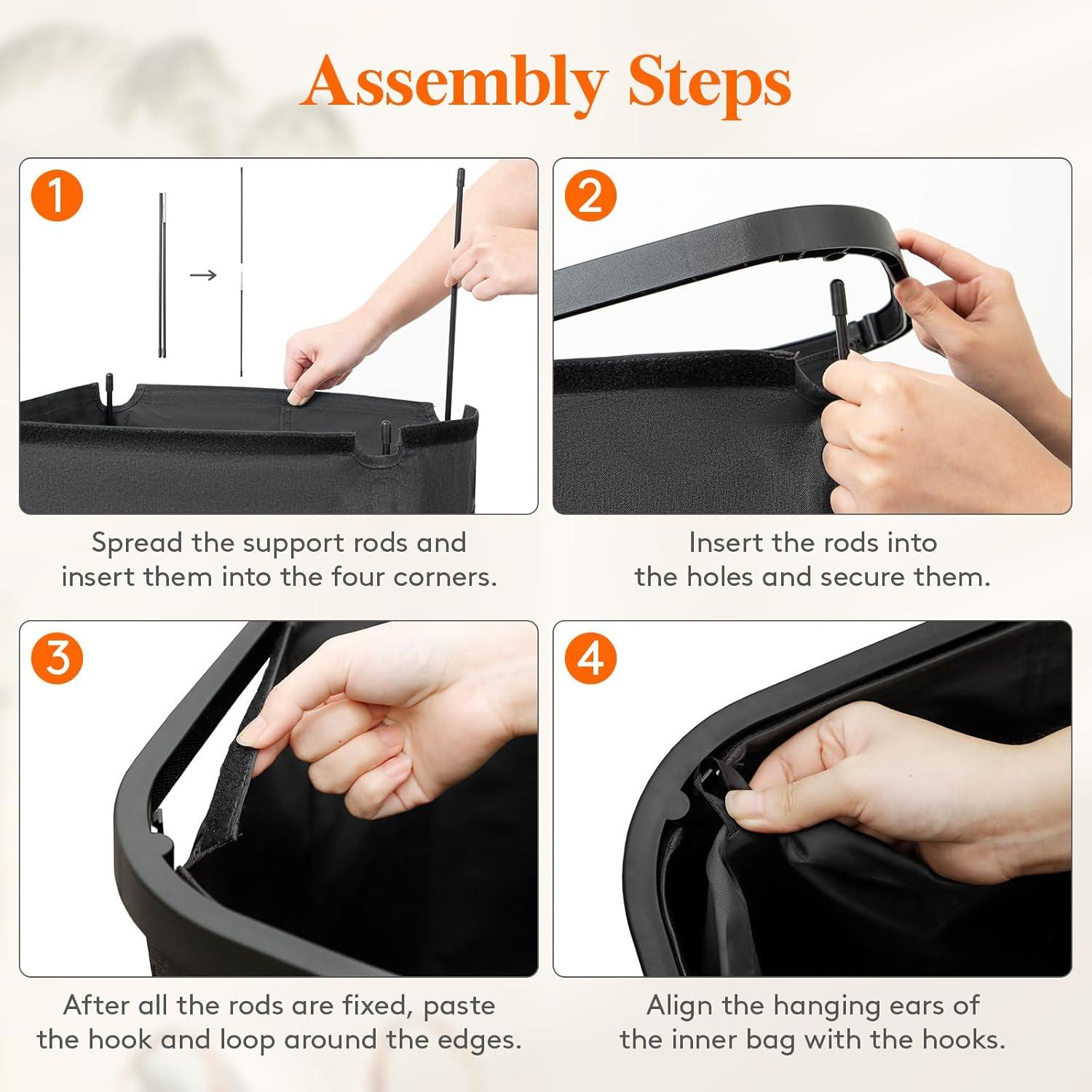 imageLifewit 105L Laundry Basket with Lid Large Laundry Hamper with Plastic Handles and Removable Bag Foldable Tall Dirty Clothes Hampers for Laundry for Laundry Room Bedroom Bathroom Dorm BeigeDark Gray