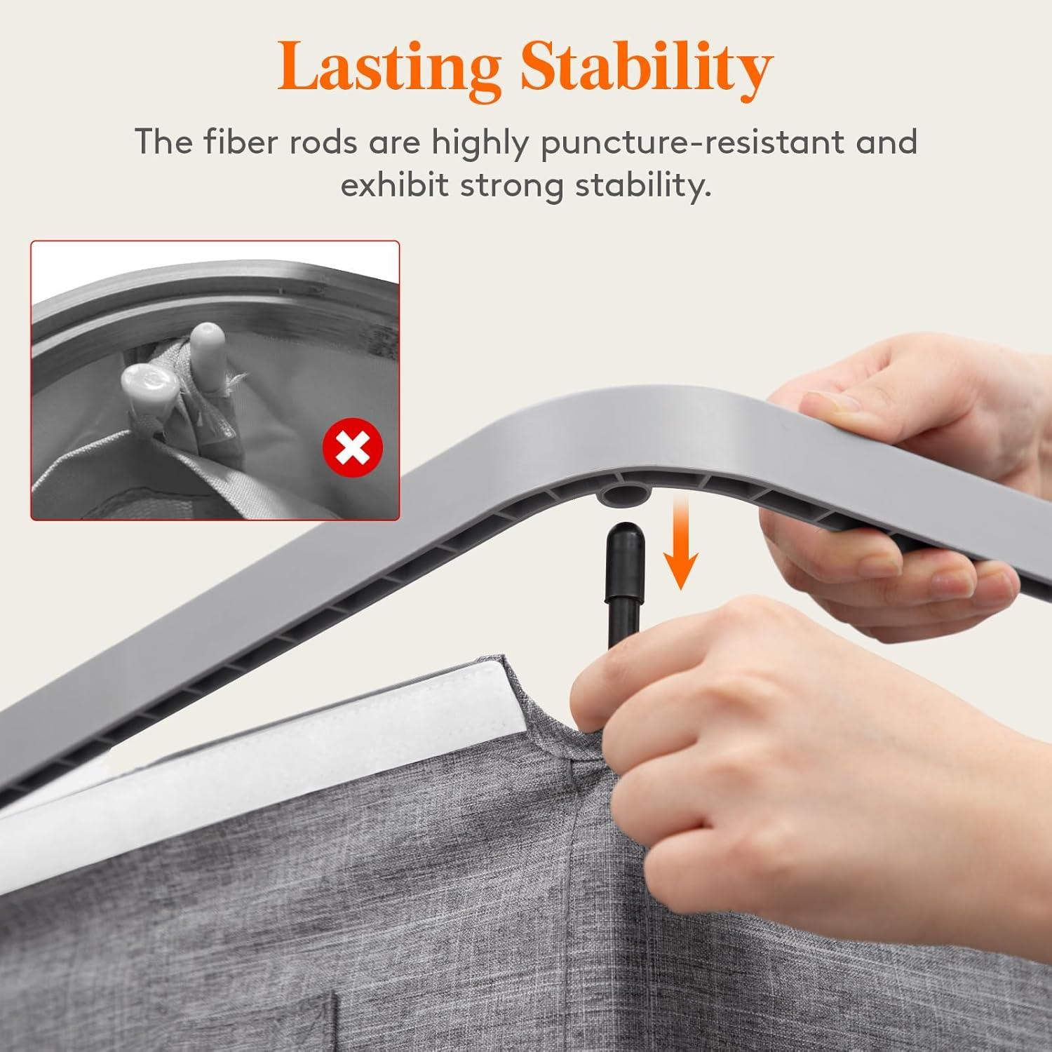 imageLifewit 105L Laundry Basket with Lid Large Laundry Hamper with Plastic Handles and Removable Bag Foldable Tall Dirty Clothes Hampers for Laundry for Laundry Room Bedroom Bathroom Dorm BeigeLight Gray