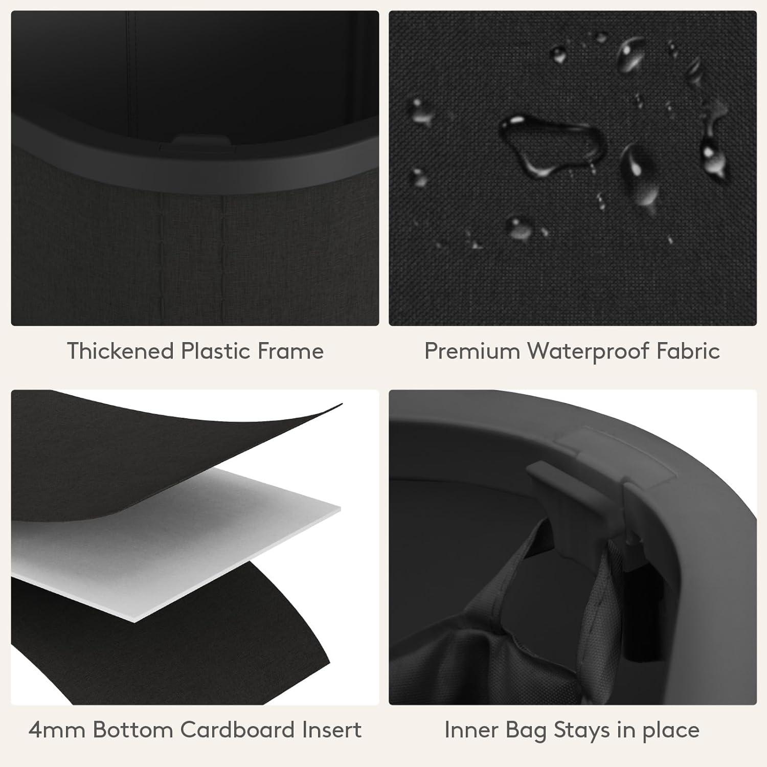 imageLifewit 105L Laundry Basket with Lid Large Laundry Hamper with Plastic Handles and Removable Bag Foldable Tall Dirty Clothes Hampers for Laundry for Laundry Room Bedroom Bathroom Dorm BeigeBlack