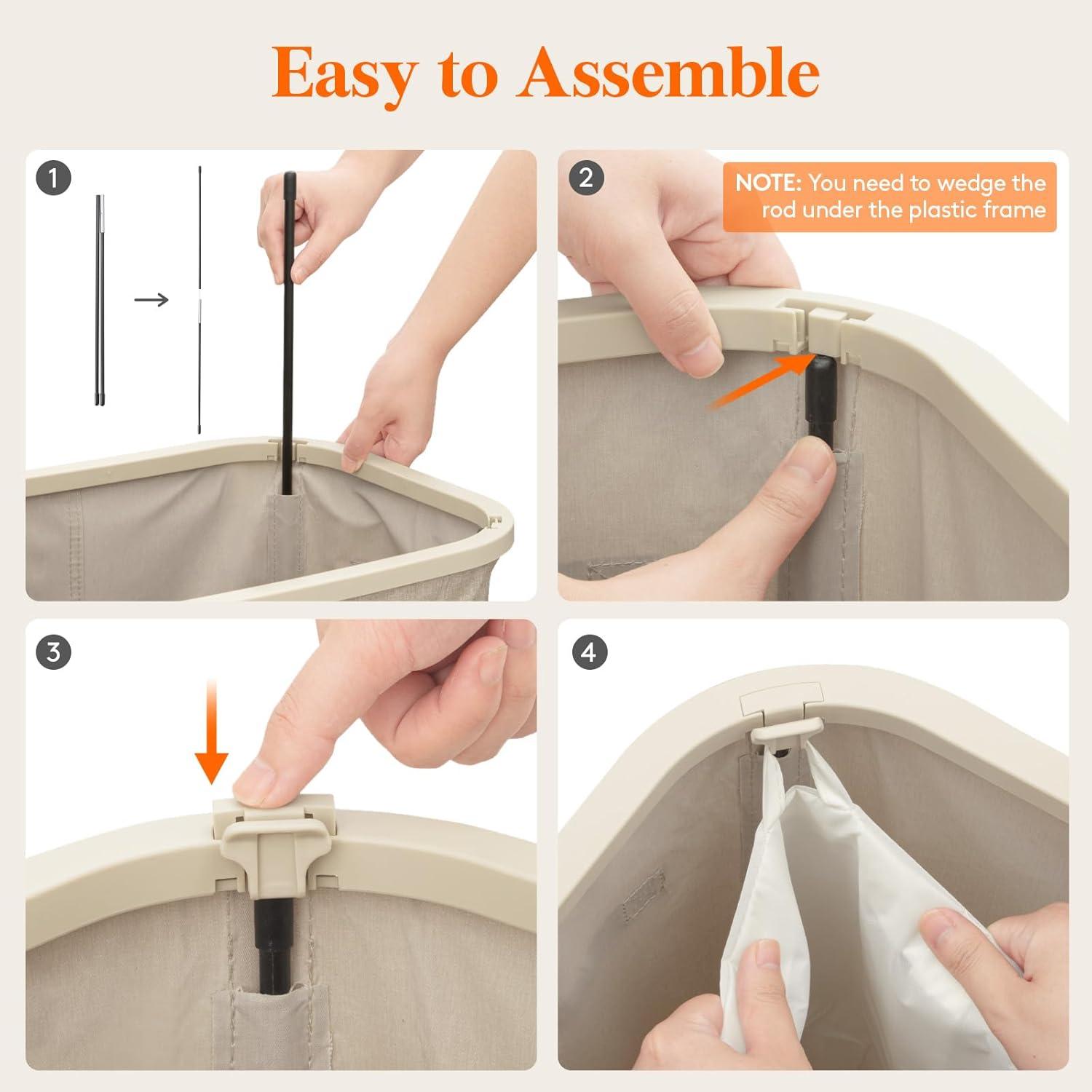 imageLifewit 105L Laundry Basket with Lid Large Laundry Hamper with Plastic Handles and Removable Bag Foldable Tall Dirty Clothes Hampers for Laundry for Laundry Room Bedroom Bathroom Dorm BeigeBeige