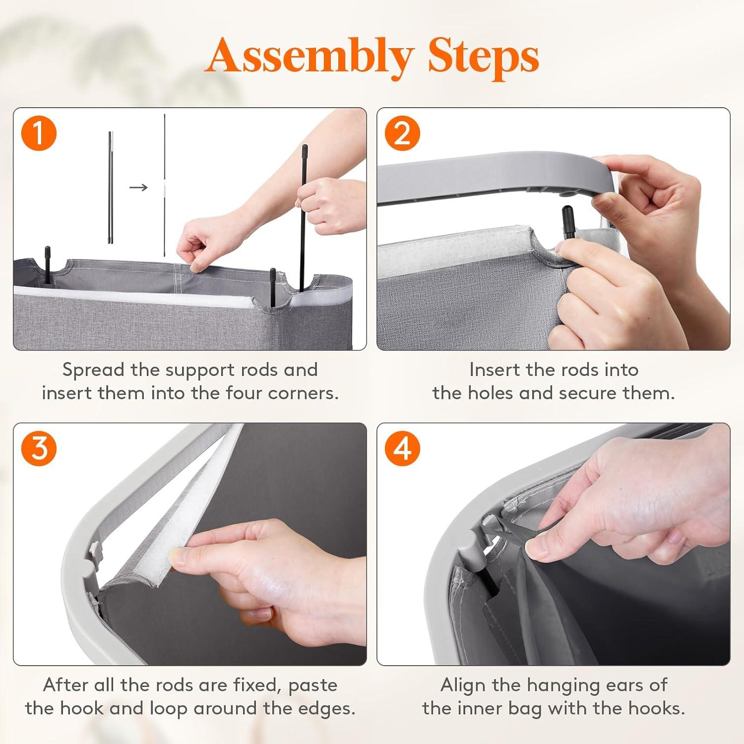 imageLifewit 105L Laundry Basket with Lid Large Laundry Hamper with Plastic Handles and Removable Bag Foldable Tall Dirty Clothes Hampers for Laundry for Laundry Room Bedroom Bathroom Dorm BeigeLight Gray