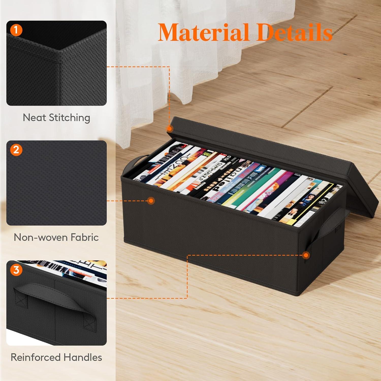 imageLifewit CD Storage Box 4 Packs Stackable CD Holder Organizer Case Foldable CDs Container with Lid Handles Media Organizer Bin for Albums 132quot L x 59quot W x 53quot H Holds up to 120 PCS CDs 30 Each6