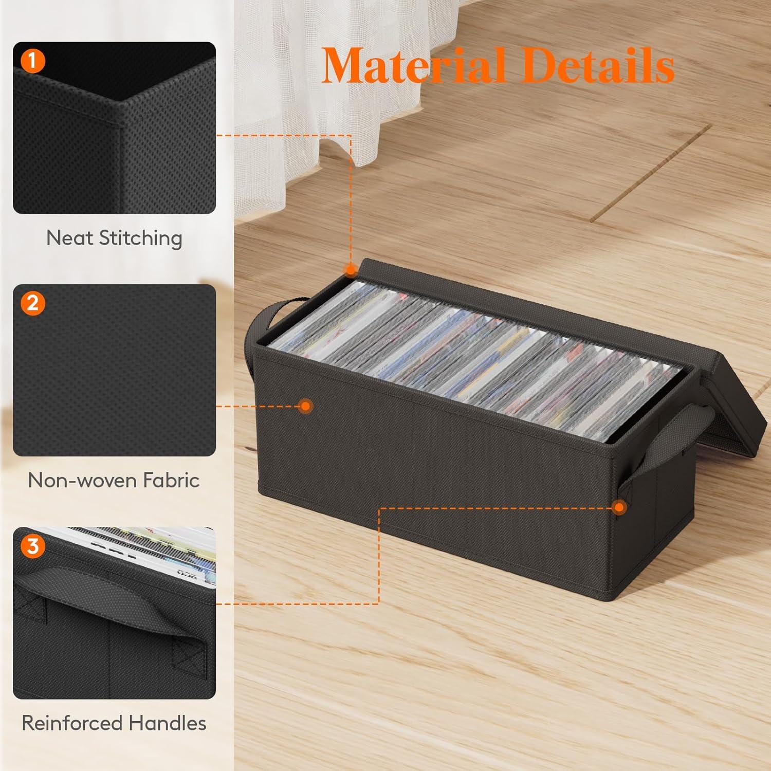 imageLifewit CD Storage Box 4 Packs Stackable CD Holder Organizer Case Foldable CDs Container with Lid Handles Media Organizer Bin for Albums 132quot L x 59quot W x 53quot H Holds up to 120 PCS CDs 30 Each4