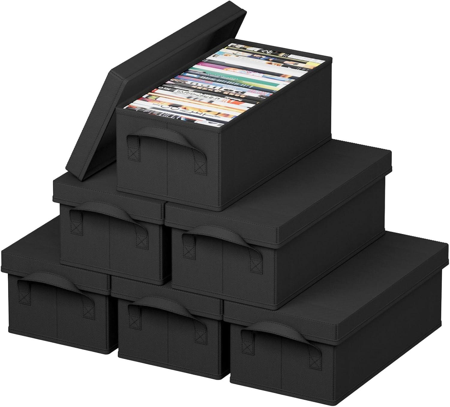 imageLifewit CD Storage Box 4 Packs Stackable CD Holder Organizer Case Foldable CDs Container with Lid Handles Media Organizer Bin for Albums 132quot L x 59quot W x 53quot H Holds up to 120 PCS CDs 30 Each6