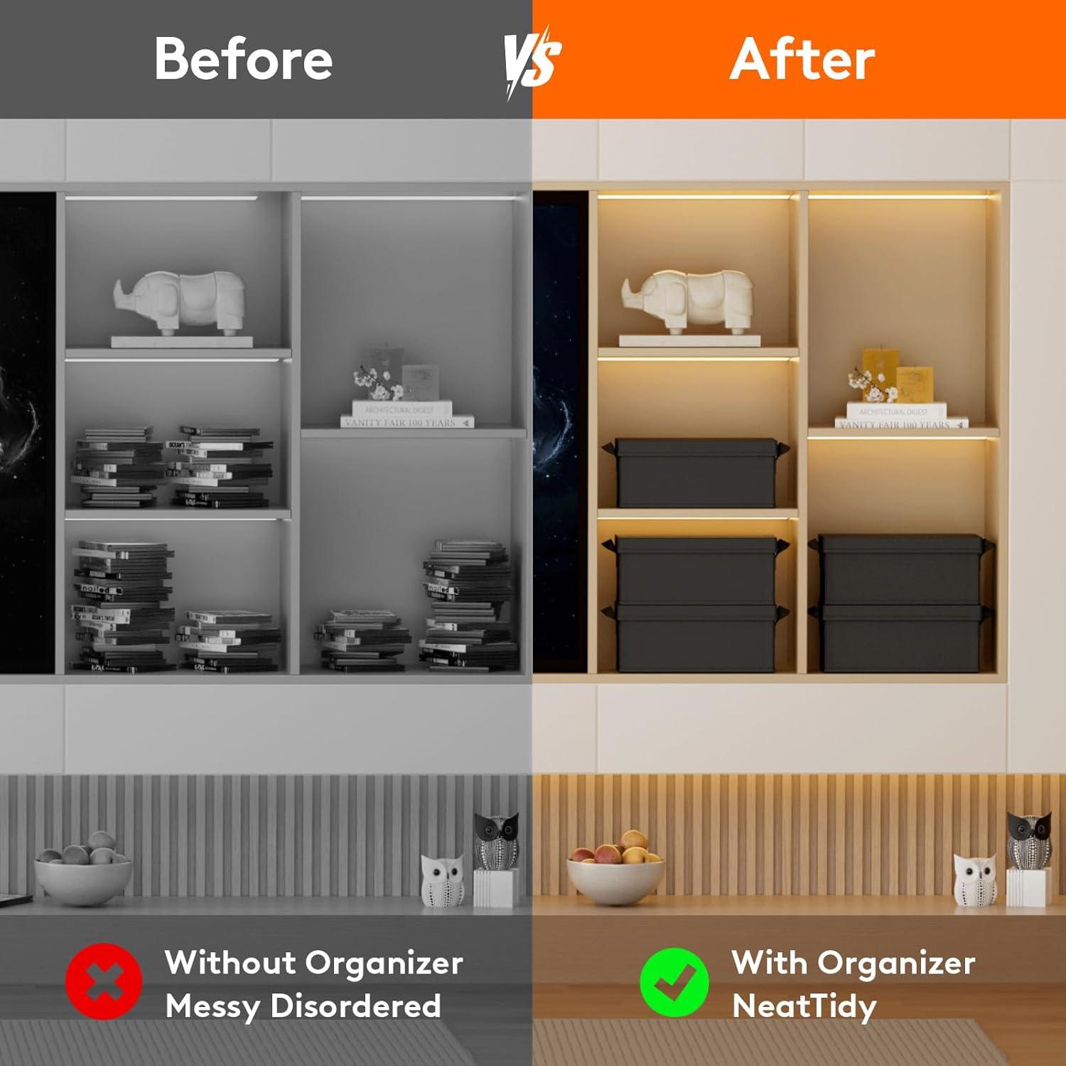 imageLifewit CD Storage Box 4 Packs Stackable CD Holder Organizer Case Foldable CDs Container with Lid Handles Media Organizer Bin for Albums 132quot L x 59quot W x 53quot H Holds up to 120 PCS CDs 30 Each4