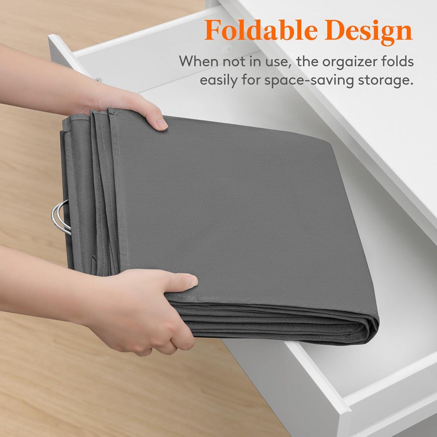 imageLifewit DualRow 6 Tier Shelf Hanging Closet Organizer and Storage Clothes Storage Shelves with 3 Sturdy Hooks for Clothing Organization Foldable Dorm Room Essentials 12 Sections GreyGrey