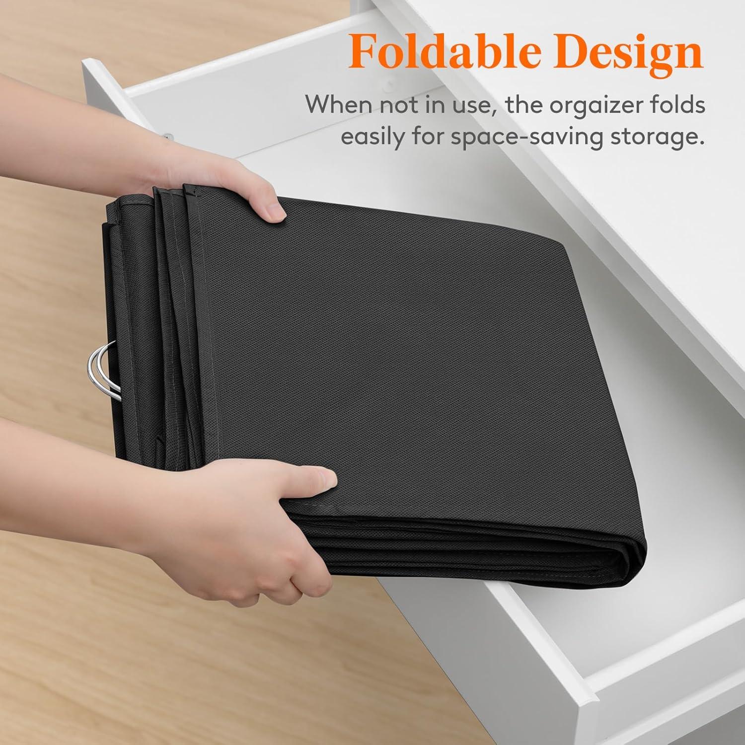 imageLifewit DualRow 6 Tier Shelf Hanging Closet Organizer and Storage Clothes Storage Shelves with 3 Sturdy Hooks for Clothing Organization Foldable Dorm Room Essentials 12 Sections GreyBlack