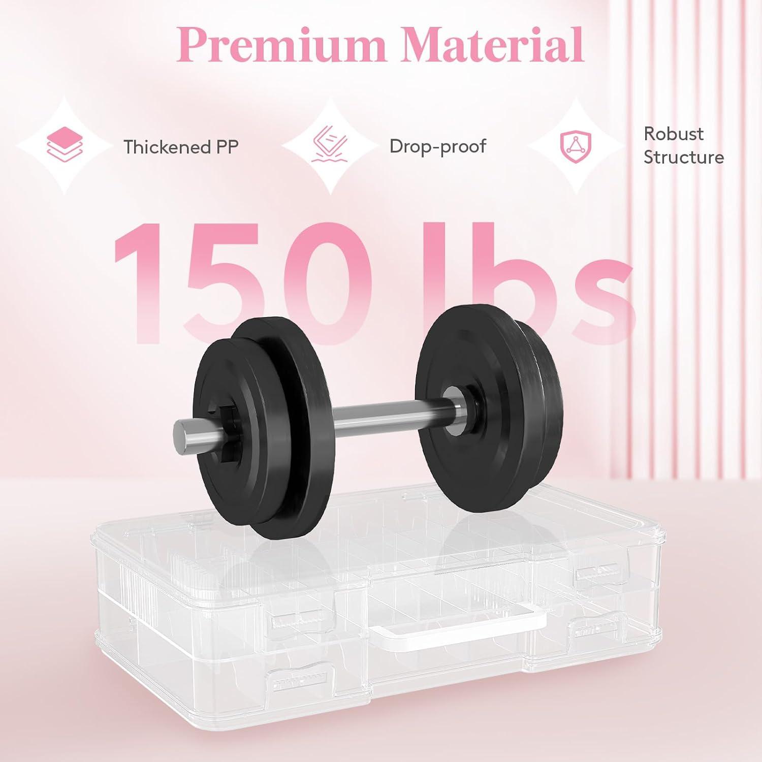 imageLifewit Nail Polish Organizer Case for 36 Bottles with 8 Adjustable Sections Portable Sturdy Gel Nail Polish Storage Holder with 4 Nail Separators Space Saver for Display Travel 2 Pack Clear2