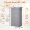 imageLifewit 105L Laundry Basket with Lid Large Laundry Hamper with Plastic Handles and Removable Bag Foldable Tall Dirty Clothes Hampers for Laundry for Laundry Room Bedroom Bathroom Dorm BeigeLight Gray