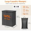 imageLifewit 105L Laundry Basket with Lid Large Laundry Hamper with Plastic Handles and Removable Bag Foldable Tall Dirty Clothes Hampers for Laundry for Laundry Room Bedroom Bathroom Dorm BeigeDark Gray