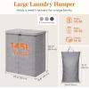 imageLifewit 105L Laundry Basket with Lid Large Laundry Hamper with Plastic Handles and Removable Bag Foldable Tall Dirty Clothes Hampers for Laundry for Laundry Room Bedroom Bathroom Dorm BeigeLight Gray