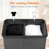imageLifewit 105L Laundry Basket with Lid Large Laundry Hamper with Plastic Handles and Removable Bag Foldable Tall Dirty Clothes Hampers for Laundry for Laundry Room Bedroom Bathroom Dorm BeigeDark Gray