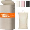 imageLifewit 105L Laundry Basket with Lid Large Laundry Hamper with Plastic Handles and Removable Bag Foldable Tall Dirty Clothes Hampers for Laundry for Laundry Room Bedroom Bathroom Dorm BeigeBeige
