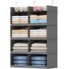 imageLifewit DualRow 6 Tier Shelf Hanging Closet Organizer and Storage Clothes Storage Shelves with 3 Sturdy Hooks for Clothing Organization Foldable Dorm Room Essentials 12 Sections GreyGrey