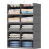 imageLifewit DualRow 6 Tier Shelf Hanging Closet Organizer and Storage Clothes Storage Shelves with 3 Sturdy Hooks for Clothing Organization Foldable Dorm Room Essentials 12 Sections GreyGrey