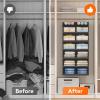 imageLifewit DualRow 6 Tier Shelf Hanging Closet Organizer and Storage Clothes Storage Shelves with 3 Sturdy Hooks for Clothing Organization Foldable Dorm Room Essentials 12 Sections GreyBlack