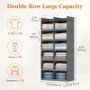 imageLifewit DualRow 6 Tier Shelf Hanging Closet Organizer and Storage Clothes Storage Shelves with 3 Sturdy Hooks for Clothing Organization Foldable Dorm Room Essentials 12 Sections GreyGrey