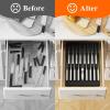 imageLifewit Magnetic Drawer Knife Organizers Insert Kitchen Plastic In Drawer Knife Block Slots for 16 Knives and 1 Sharpening Steel Extra Large Steak Chefs Knives Holder Storage Sets GrayBlack