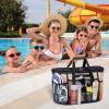 imageLifewit Mesh Tote Bags for Women Large Mesh Tote Bags with Zipper and Pockets Lightweight Shower Caddy Beach Essentials for Family Pool Bag Basket for Women Vacation Swimmers BlackBlack