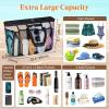 imageLifewit Mesh Tote Bags for Women Large Mesh Tote Bags with Zipper and Pockets Lightweight Shower Caddy Beach Essentials for Family Pool Bag Basket for Women Vacation Swimmers BlackBlack