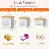 imageLifewit Potato Onion and Garlic Storage Bin Stackable Vegetable Storage Tins with Aerating Holes and Lid Plastic Canister Keeper for Pantry Kitchen Countertop Set of 3 10L WhiteWhite