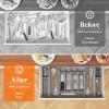 imageLifewit Silverware Organizer Plastic Kitchen Utensil Drawer Tray Cutlery Flatware Storage Holder for Spoons Forks Knives 20 x 16 Inches 8 Compartment Gray321 x 165 x 2 IN