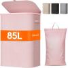 imageLifewit 105L Laundry Basket with Lid Large Laundry Hamper with Plastic Handles and Removable Bag Foldable Tall Dirty Clothes Hampers for Laundry for Laundry Room Bedroom Bathroom Dorm BeigePink