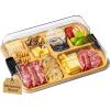 imageLifewit 6 Compartment Melamine Charcuterie Board 11 x 14 Inch Portable Cheese Board with Plastic Lockable Clear Lid Serving Platter with Cover for Snacks Fruit Appetizers6 Compartment