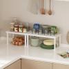 imageLifewit Cabinet Shelf Organizer Expandable From 118 to 157 inches Countertop Kitchen Shelves Plastic Shelf Riser for Pantry Kitchen Storage and Spice Rack Set of 2 White3