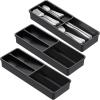 imageLifewit Compact Silverware Organizer for Kitchen Drawer Narrow Flatware Tray Holder Plastic Cutlery Spoons Forks and Knives Storage WhiteampampGray 1 PackBlack