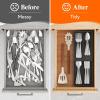 imageLifewit Compact Silverware Organizer for Kitchen Drawer Narrow Flatware Tray Holder Plastic Cutlery Spoons Forks and Knives Storage WhiteampampGray 1 PackBlack