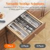 imageLifewit Compact Silverware Organizer for Kitchen Drawer Narrow Flatware Tray Holder Plastic Cutlery Spoons Forks and Knives Storage WhiteampampGray 1 PackGrayWhite