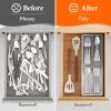 imageLifewit Compact Silverware Organizer for Kitchen Drawer Narrow Flatware Tray Holder Plastic Cutlery Spoons Forks and Knives Storage WhiteampampGray 1 PackGrayWhite