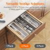 imageLifewit Compact Silverware Organizer for Kitchen Drawer Narrow Flatware Tray Holder Plastic Cutlery Spoons Forks and Knives Storage WhiteampampGray 1 PackGrayWhite