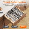 imageLifewit Compact Silverware Organizer for Kitchen Drawer Narrow Flatware Tray Holder Plastic Cutlery Spoons Forks and Knives Storage WhiteampampGray 1 PackGrayWhite