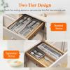imageLifewit Compact Silverware Organizer for Kitchen Drawer Narrow Flatware Tray Holder Plastic Cutlery Spoons Forks and Knives Storage WhiteampampGray 1 PackGrayWhite