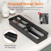 imageLifewit Compact Silverware Organizer for Kitchen Drawer Narrow Flatware Tray Holder Plastic Cutlery Spoons Forks and Knives Storage WhiteampampGray 1 PackBlack