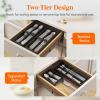 imageLifewit Compact Silverware Organizer for Kitchen Drawer Narrow Flatware Tray Holder Plastic Cutlery Spoons Forks and Knives Storage WhiteampampGray 1 PackBlack