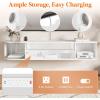 imageLifewit Floating TV Stand for up to 50quot TV Wall Mounted Entertainment Center with Power Outlets and USB Ports Large Storage Space with Sliding Tabletop Open Shelves WhiteWhite